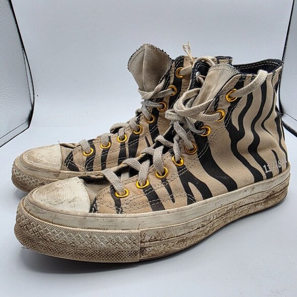 Converse All Star Zebra Stripe Womens Size 8.5 High Top Sneakers Gold Eyelets - Picture 4 of 13